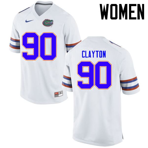 Women's NCAA Florida Gators Antonneous Clayton #90 Stitched Authentic Nike White College Football Jersey ZSL5365FT